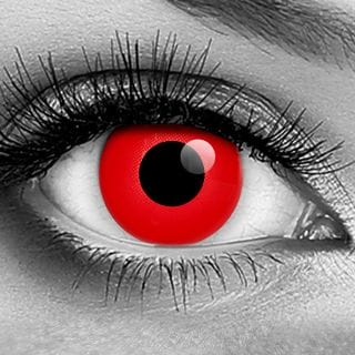 Vampfangs - Red Vampire Contact Lenses - Halloween Vampire Contacts - Corrective Options - Trusted Since 1993 - This classic style SCREAMS VAMPIRE! The solid white of the eye is heavily contrasted with the solid red of the lens that extends to the border of the lens...these things POP!