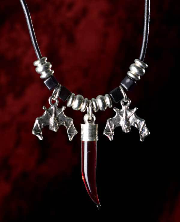 Guardian Bats Blood Vial Fang Necklace