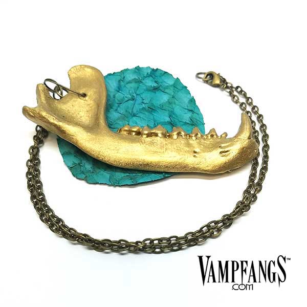 Raccoon Jaw Bone and Fish Leather Necklace - Jaws of Life - Dark Alchemy - Vampfangs