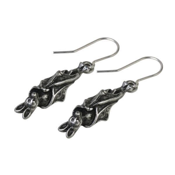 Vampfangs bat silver pewter earrings