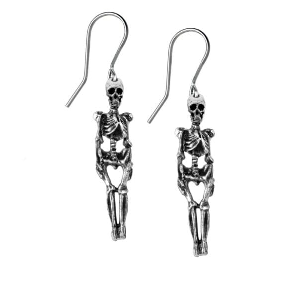Vampfangs skeleton silver pewter earrings