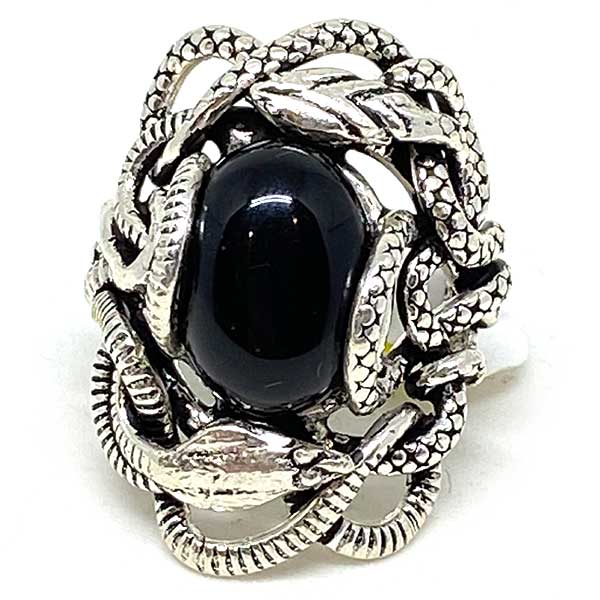 Sterling Silver Onyx Snake Ring (9)