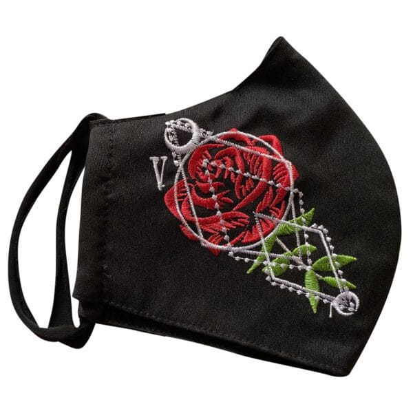 Embroidered Sacred Rose Mask