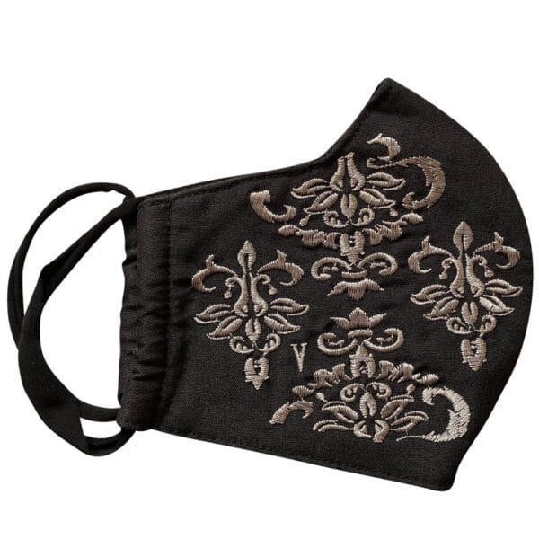 Embroidered Silver Brocade Mask