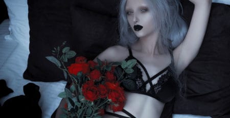 Black Lingerie on a Bed of Roses. Bralet by Killstar