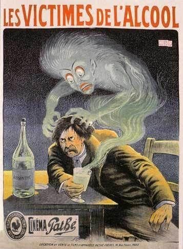 Vintage French poster depicting the dangers of absinthe, particularly madness - National Absinthe Day