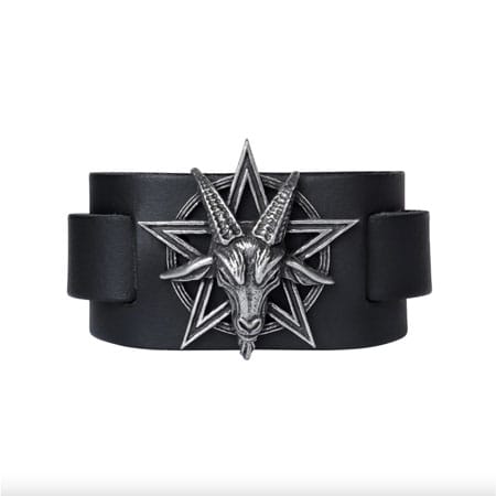 Baphomet Bracelet with Leather Wrist Strap
