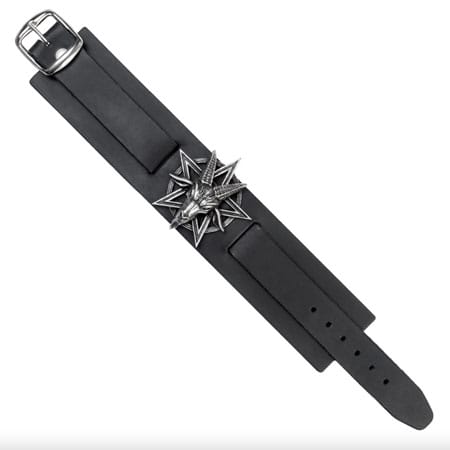 Baphomet Bracelet with Leather Wrist Strap