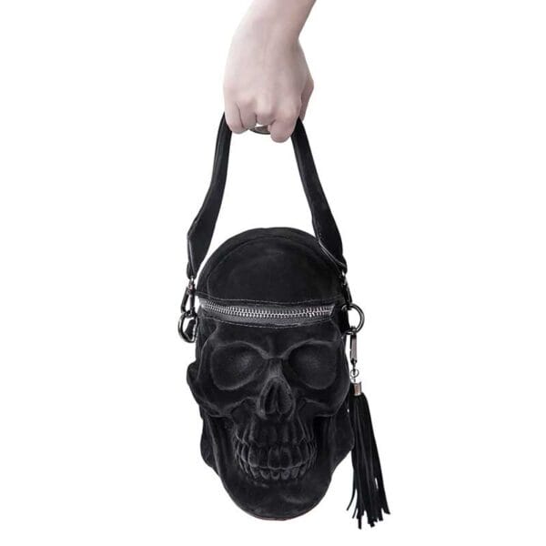 Grave Digger Skull Handbag - Black Velvet