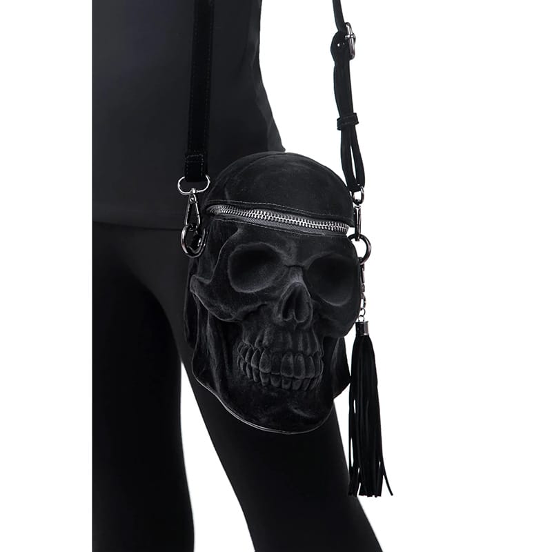 Grave Digger Skull Handbag – Black Velvet