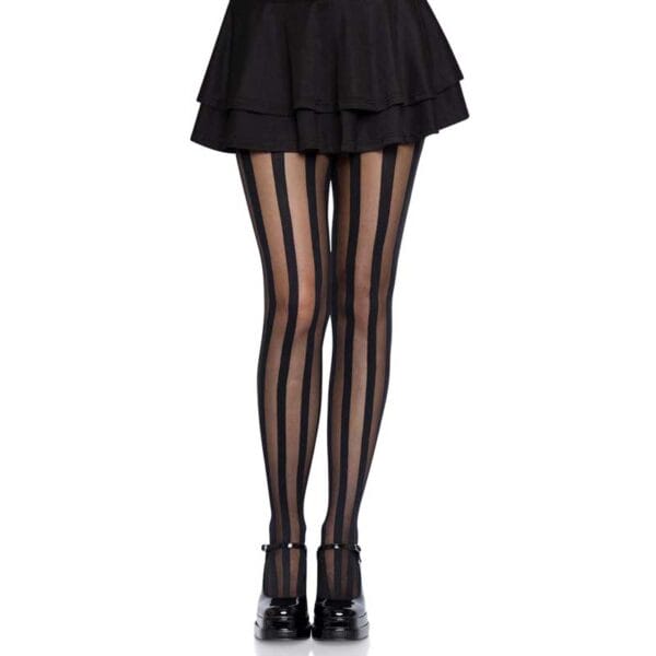 Sheer Tights w/ Opaque Vertical Stripes