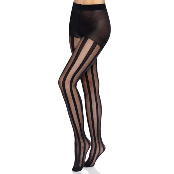 Sheer Tights w/ Opaque Vertical Stripes